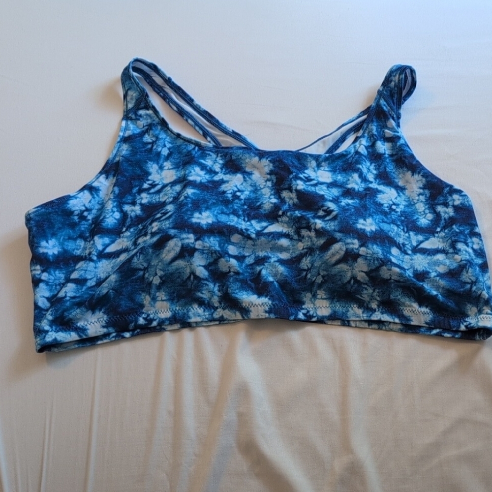 Calypsa Blue and White Sports Bra